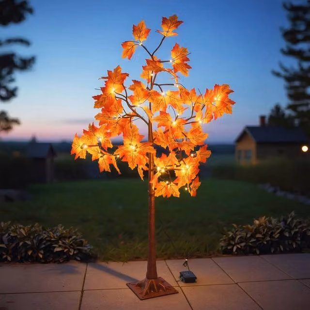 Gainsborough 1.2m Orange LED Outdoor Maple Tree with Warm White Lights and Ground Spike