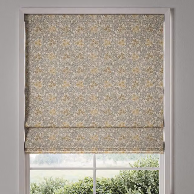 William Morris Made To Measure Blackout Roman Blind in Barley Floral Pattern, Grey and Multicolour