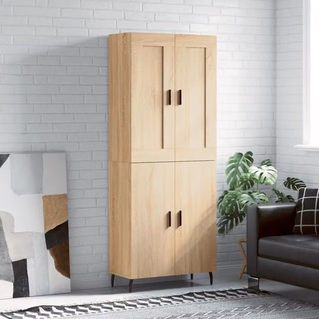 Berkfield Home Sonoma Oak Highboard in Brown, W/D/H: 69.5 x 34 x 180 cm – 1