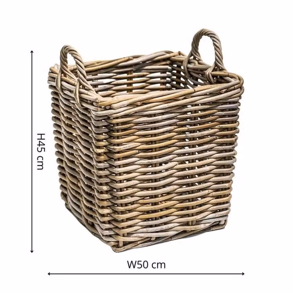 Lemon Pavilion Brown Wicker Log Baskets Set of 2 with Handles – 4