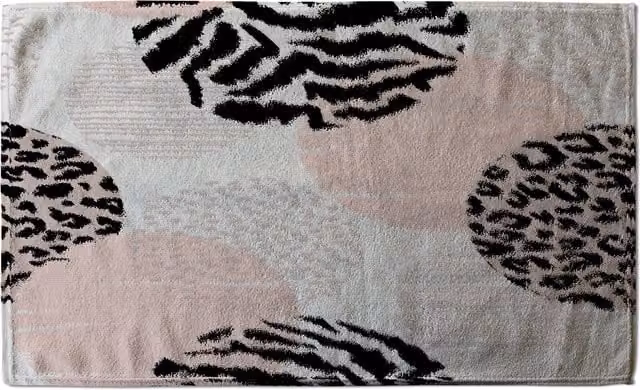 Benjamin Tate Design LTD Abstract Geometrics with Animal Print and Circles Bath Towel in Pink