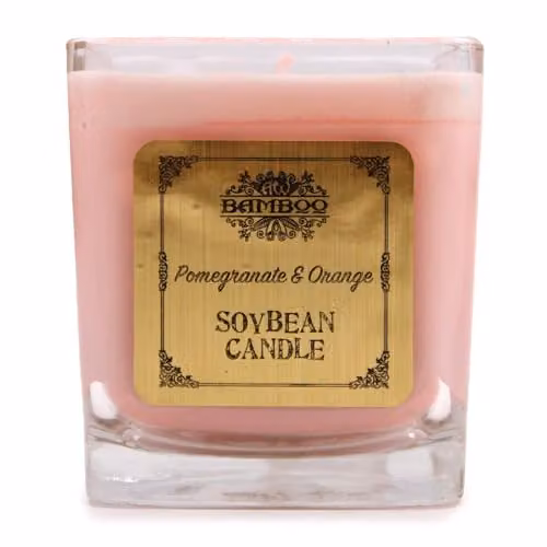 Ancient Wisdom Pomegranate and Orange Soyabean Jar Candle in Pink