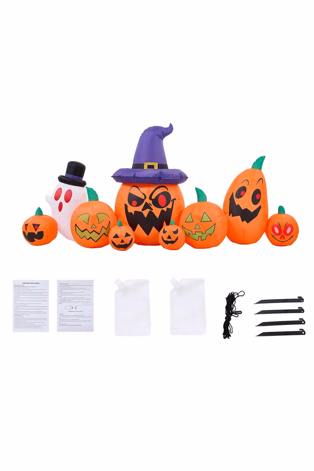 Living and Home 8ft Halloween Inflatable Pumpkin and Ghost Outdoor Decoration, Orange, White and Multicolour – 4