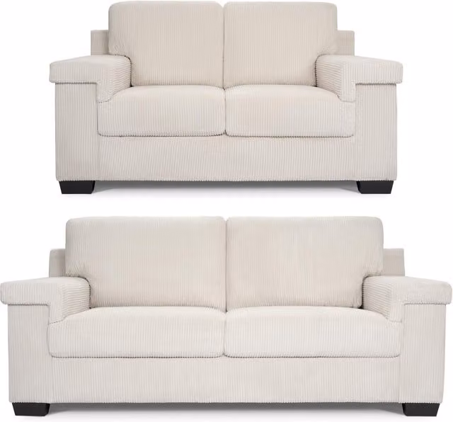 Bravich LTD Enzo Jumbo Corduroy Sofa in Cream and Beige with Adjustable Headrests and Removable Covers