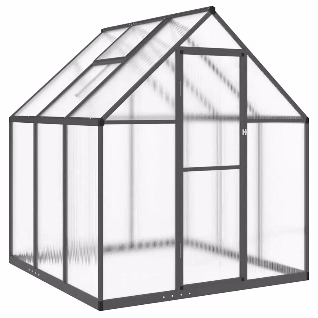 Berkfield Home Anthracite Aluminium Greenhouse with Polycarbonate Windows and Base Frame, W/D/H: 169 x 169 x 195 cm – 2