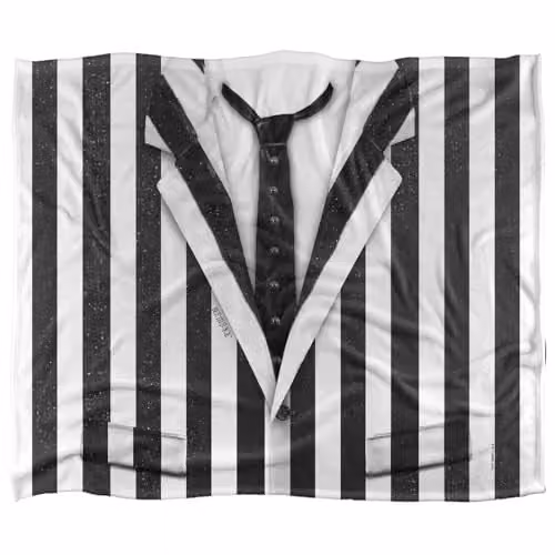 Beetlejuice Striped Suit Silky Touch Super Soft Fleece Throw Blanket in White, W/D/H: 152 x 127 cm – 1