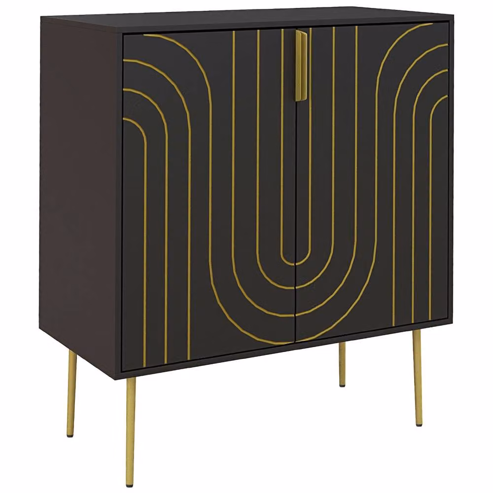 Wyld Haus Mose Art Deco 2 Door Sideboard in Black and Gold – 2