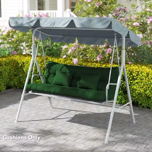 Outsunny Water Repellent Green Outdoor Seat and Back Cushions with Foam Padding – 6