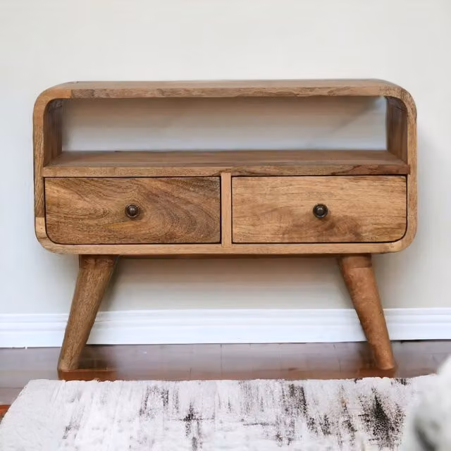 Artisan Furniture Mango Wood Mini Curved Media Unit in Brown
