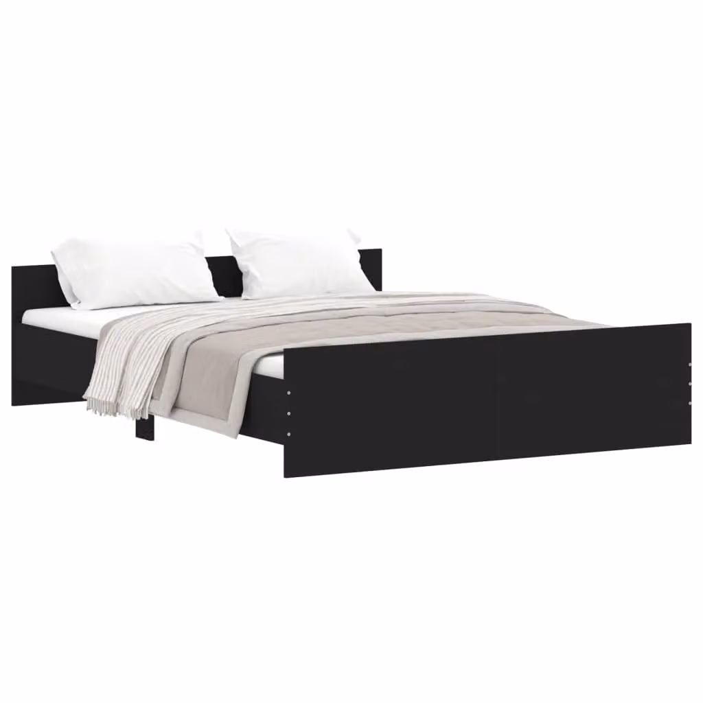 Berkfield Home Modern Bed Frame with Headboard and Footboard in Black, W/D/H: 140 x 200 cm – 2