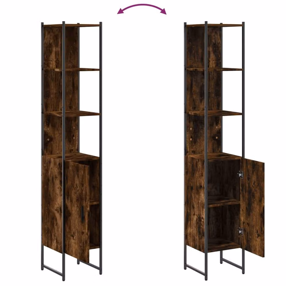 Berkfield Home Sturdy Bathroom Cabinet in Smoked Oak Brown, W/D/H: 33 x 33 x 185.5 cm – 3