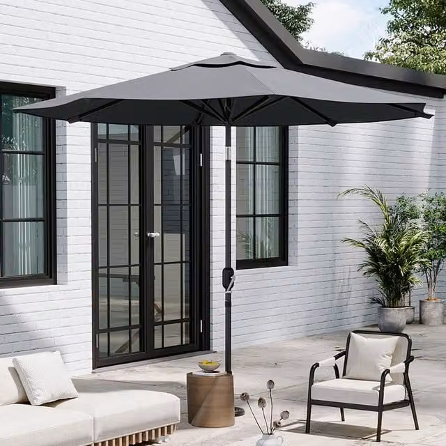 Breeins 3m Large Rotating Outdoor Parasol in Dark Grey