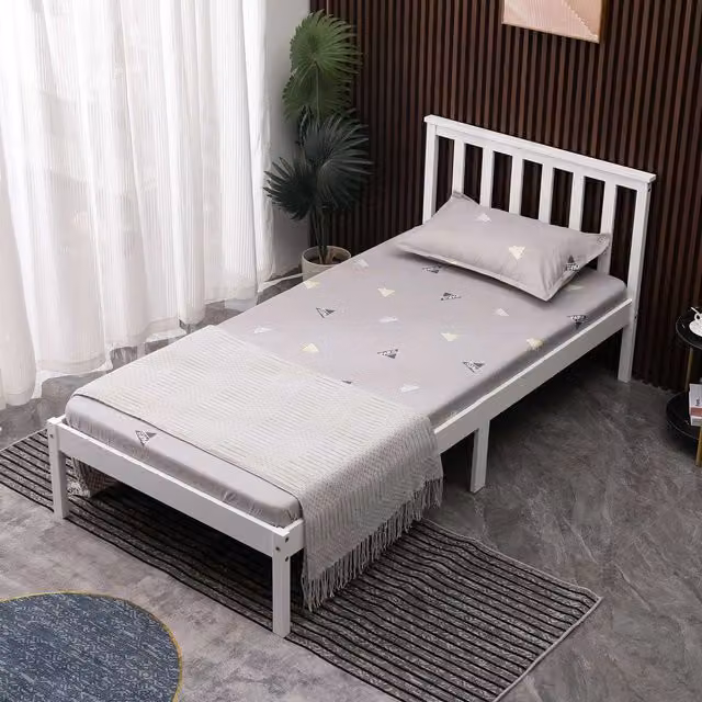 WestWood Classic Solid Wood Single Bed without Footboard in White