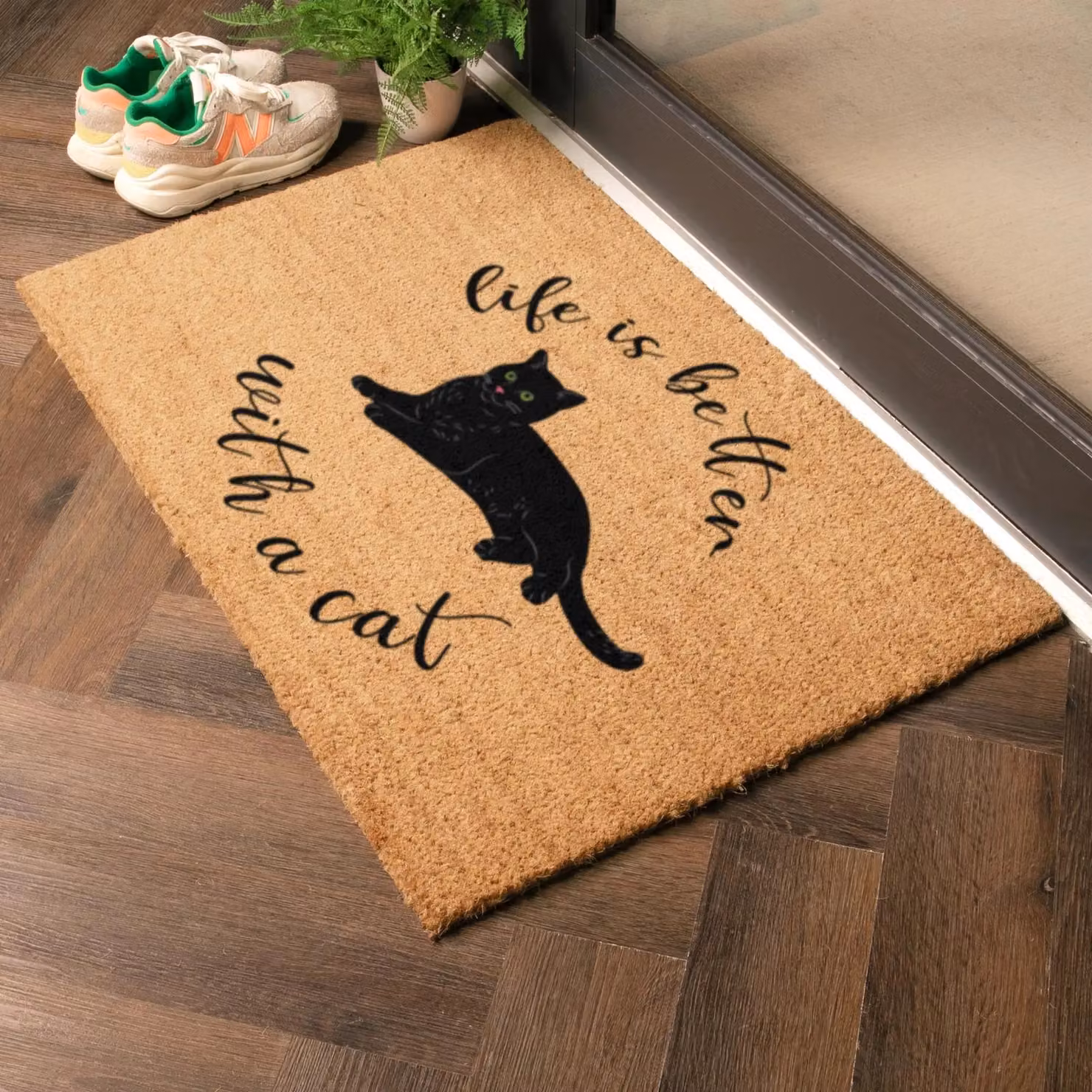Artsy Mats Life Is Better With A Cat Doormat, Brown, W: 90 cm, D: 60 cm – 2