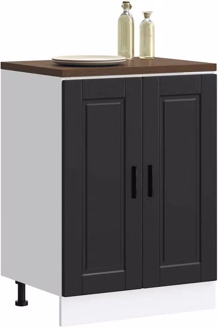 Berkfield Home Porto Black Matt Engineered Wood Kitchen Base Cabinet