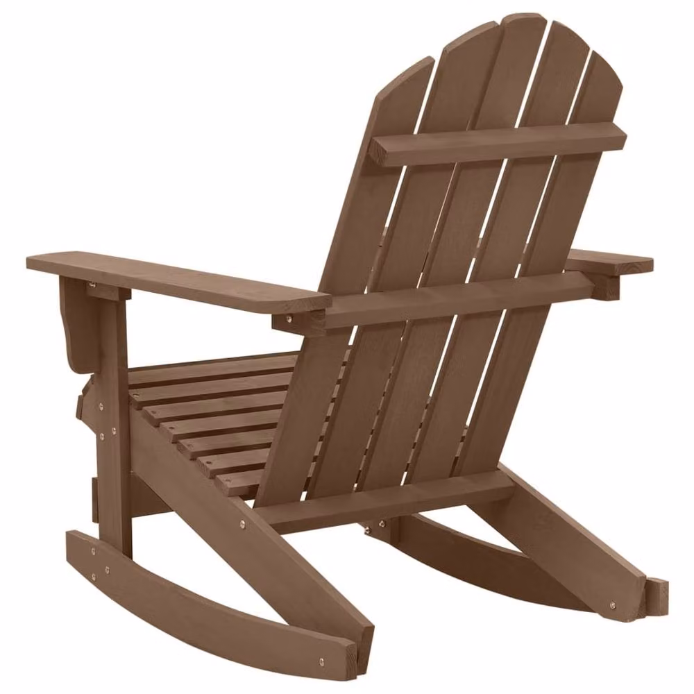 Berkfield Home Brown Rustic Wood Garden Rocking Chair with Armrests – 3