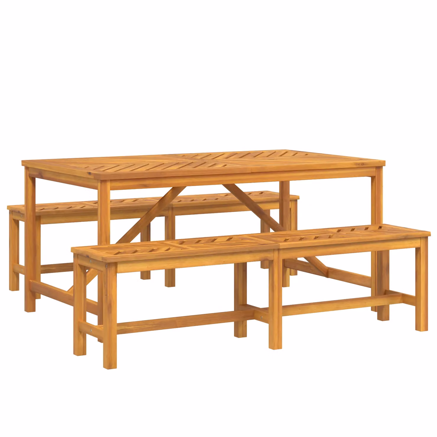 Berkfield Home 3 Piece Acacia Wood Garden Dining Set in Brown – 2