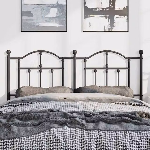 Berkfield Home Classic Metal Headboard in Matt Black, Width: 135 cm