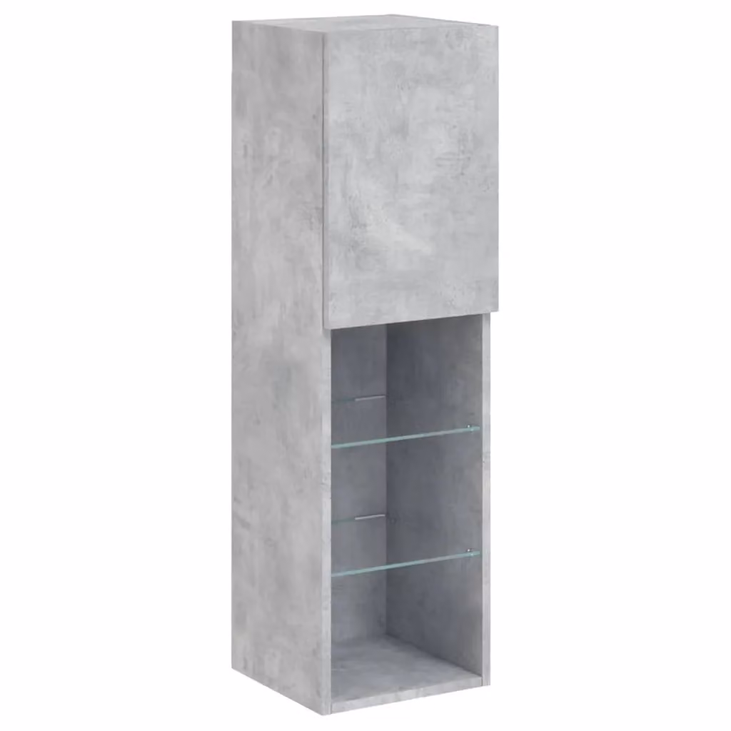 Berkfield Home 5 Piece Modern Wall Mounted TV Unit Set with Integrated LED Lighting in Matt Concrete Grey MDF – 4