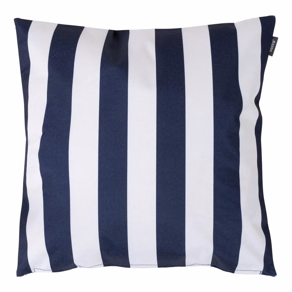 Bean Bag Bazaar Stripe Collection Blue Square Outdoor Cushions, Set of 2, W/D/H: 43 x 43 x 43 cm – 1