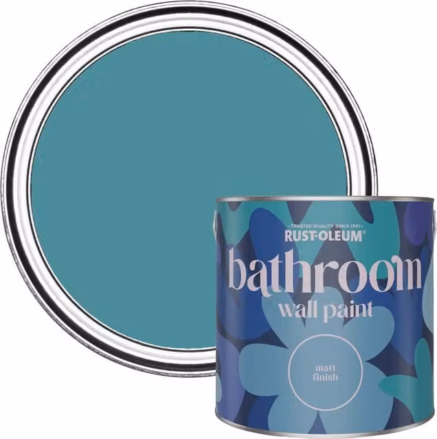 Rust-Oleum Belgrave Blue Matt Water-Based Bathroom Wall and Ceiling Paint, 2.5L – 1