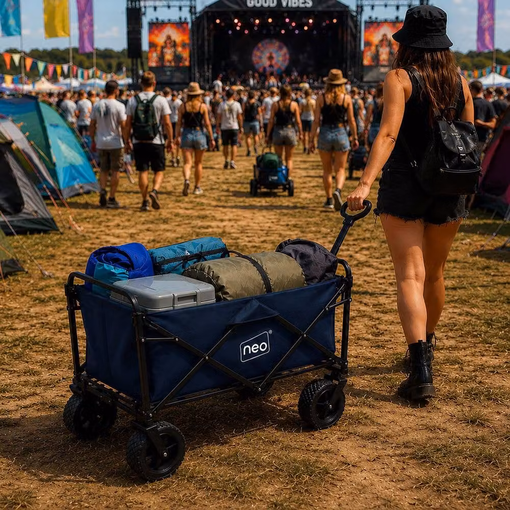 Neo Folding Garden Wagon Cart in Navy Blue with 138L Capacity and 120kg Load Limit – 7