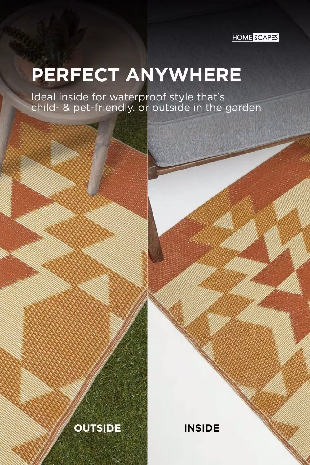 Homescapes Anya Aztec Luxury Outdoor Rug, Orange and Red, W: 150 cm, D: 240 cm – 4