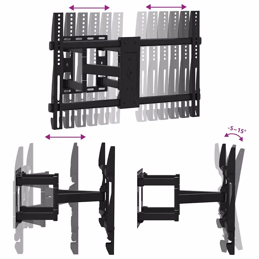 Berkfield Home Black Steel Wall Mounted TV Mount for 37-80 Inch Screens, Max VESA 600x400 mm, 40kg Capacity – 4