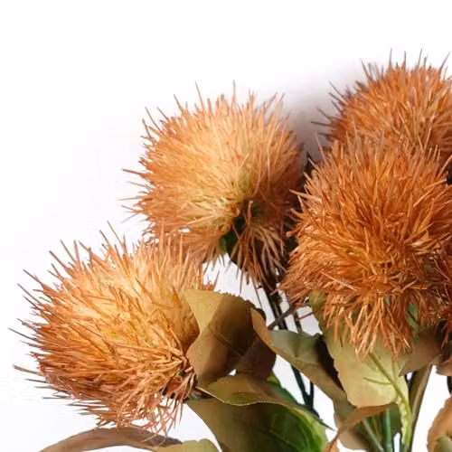 Yellow Globe Thistle Artificial Leaf Design Flowers – 2