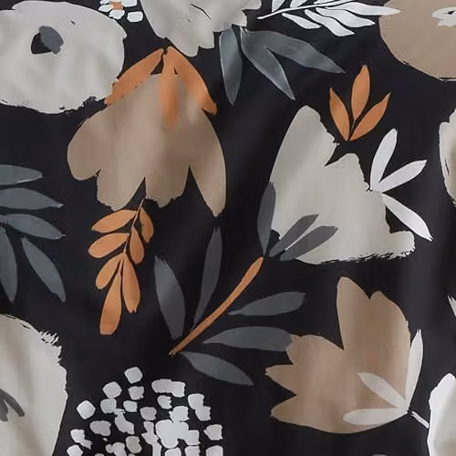 Ulster Weavers Fusion Black and Natural Flower Art Abstract Reversible Duvet Cover and Pillowcase Set, W: 140 cm, H: 200 cm – 2