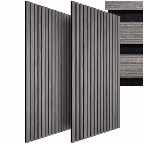 tectake Set of 2 Acoustic Wall Panels with Real Wood Veneer and MDF, Sound-Absorbing Wood Slats with Felt Fabric, Light Grey Oak, W: 120 cm, H: 60 cm, D: 2.1 cm