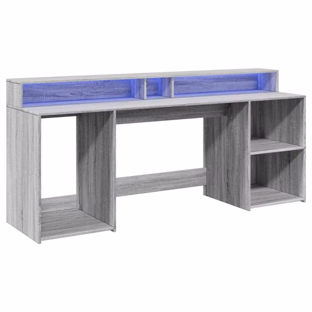 Berkfield Home Grey Sonoma Gaming Desk with LED Lights, W/D/H: 200 x 55 x 91 cm – 2