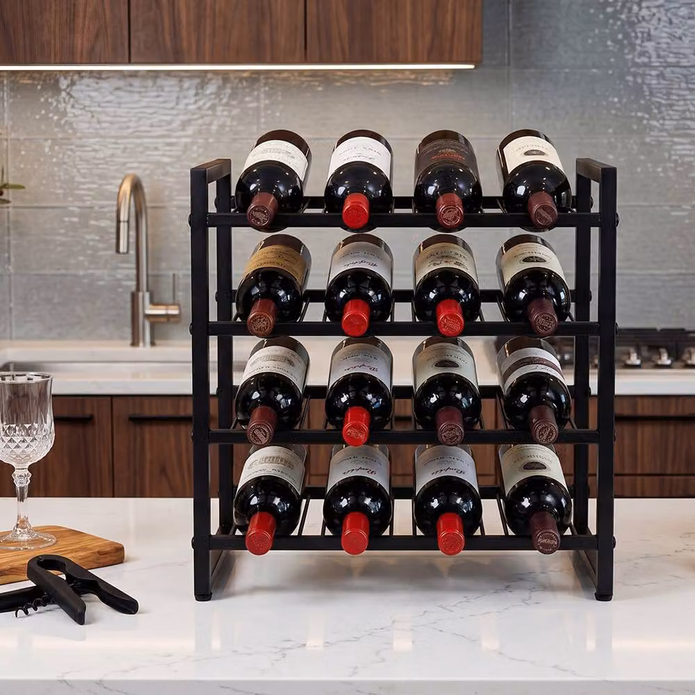 Levede 4 Tier Metal Countertop Wine Rack Organiser, Black – 2