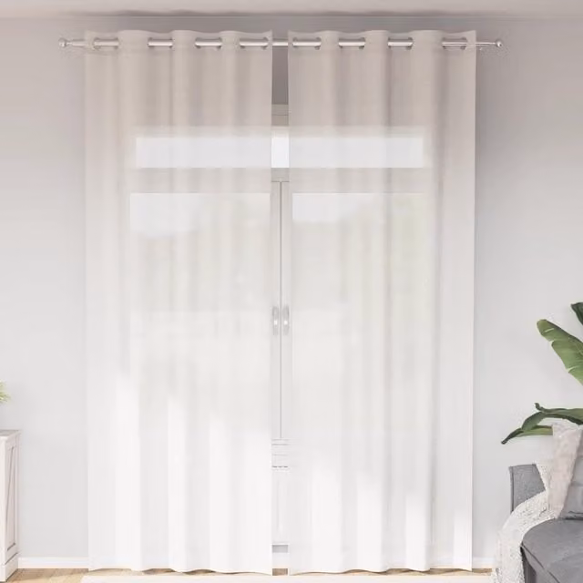 Berkfield Home White Semi-Transparent Voile Fabric Panel Curtains with Eyelets, 2 Pack