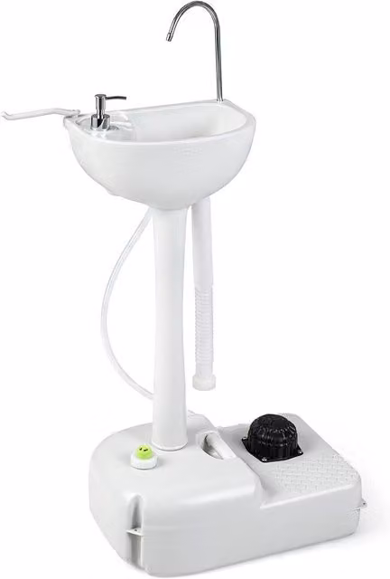 Costway Portable Hand-Wash Station with Rolling Wheels, Grey