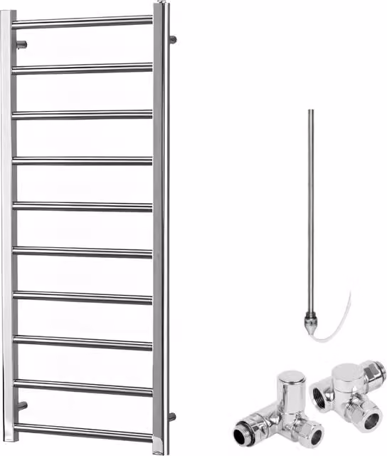 SolAire Heating Products Alpine Dual Fuel Heated Towel Rail, Silver