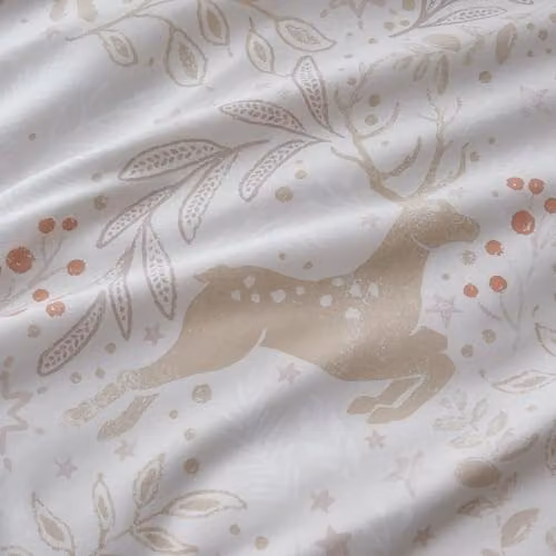 Portfolio Home Winter Stags Single Duvet Cover and Pillowcase Set in Natural Beige – 2