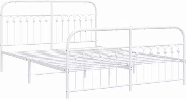 Berkfield Home Metal Bed Frame with Footboard, White, W/D/H: 150 x 200 cm – 1