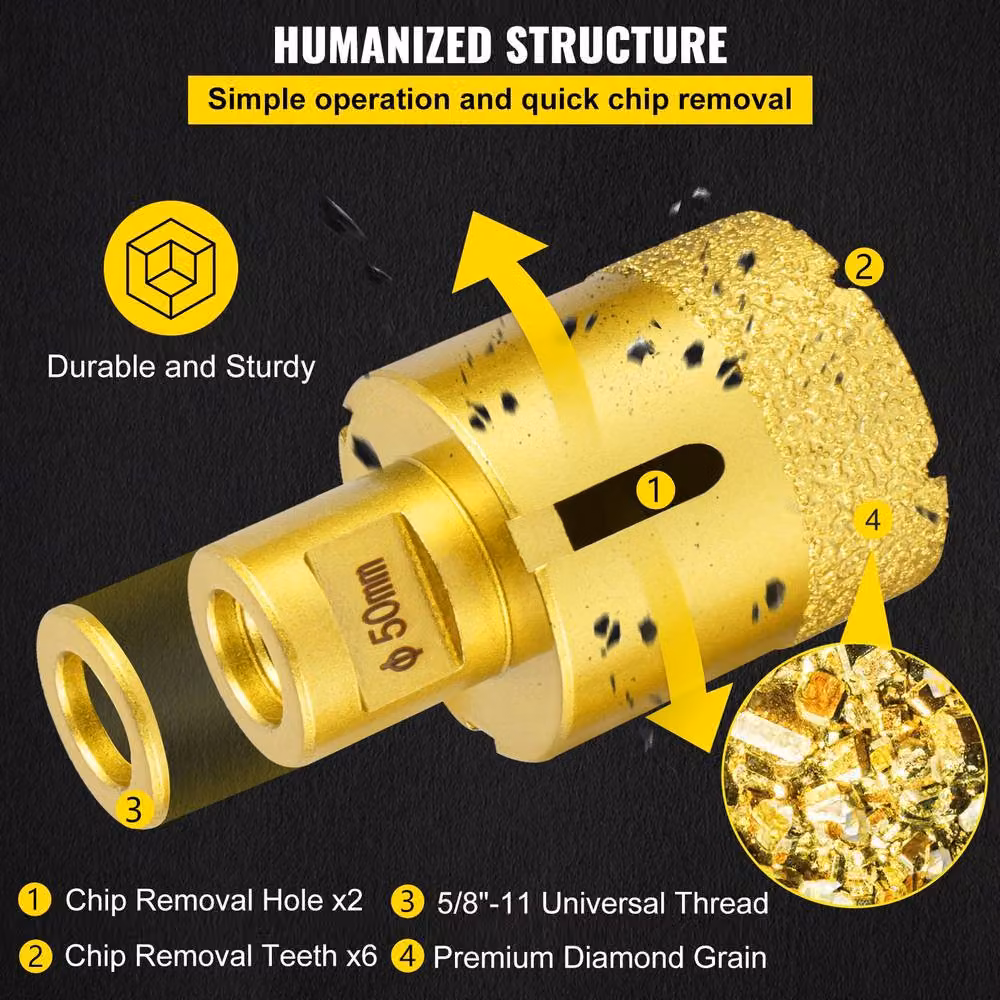 VEVOR 5-Piece Gold Diamond Hole Saw Kit – 4