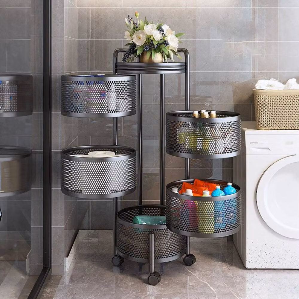 EONLION 6 Tier Rotating Kitchen Storage Trolley Cart in Matt Black – 3