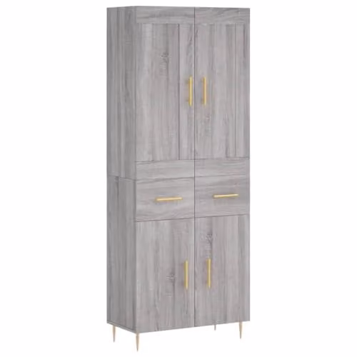 vidaXL Industrial Style Highboard Sideboard in Grey Sonoma Engineered Wood with Doors and Drawers – 1