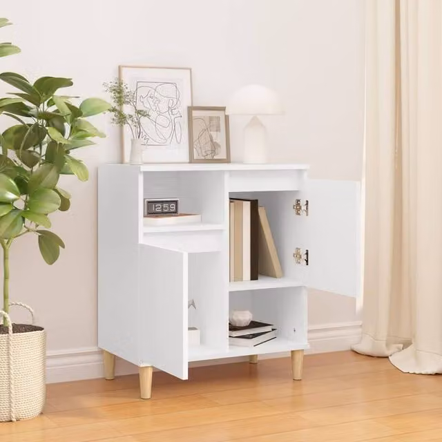 Berkfield Home White Engineered Wood Sideboard W/D/H: 60 x 35 x 70 cm