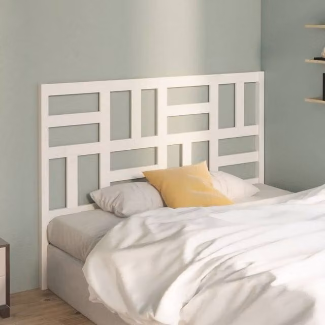 Berkfield Home Beautiful White Solid Pine Wood Bed Headboard W/D/H: 146 x 4 x 104 cm