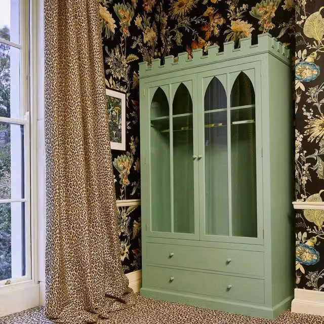 House of Hackney CASTLE Wardrobe with Glass Doors, Brown, Beige or Green, W/D/H: 101.5 x 54.5 x 220 cm