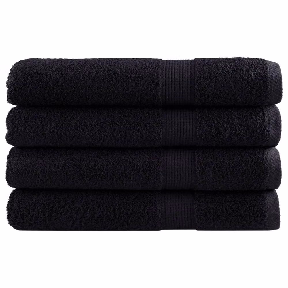 Berkfield Home SOLUND Premium Cotton Terry Towels, 4 Piece Set, Black, W: 100 cm, L: 200 cm, 600 gsm – 2