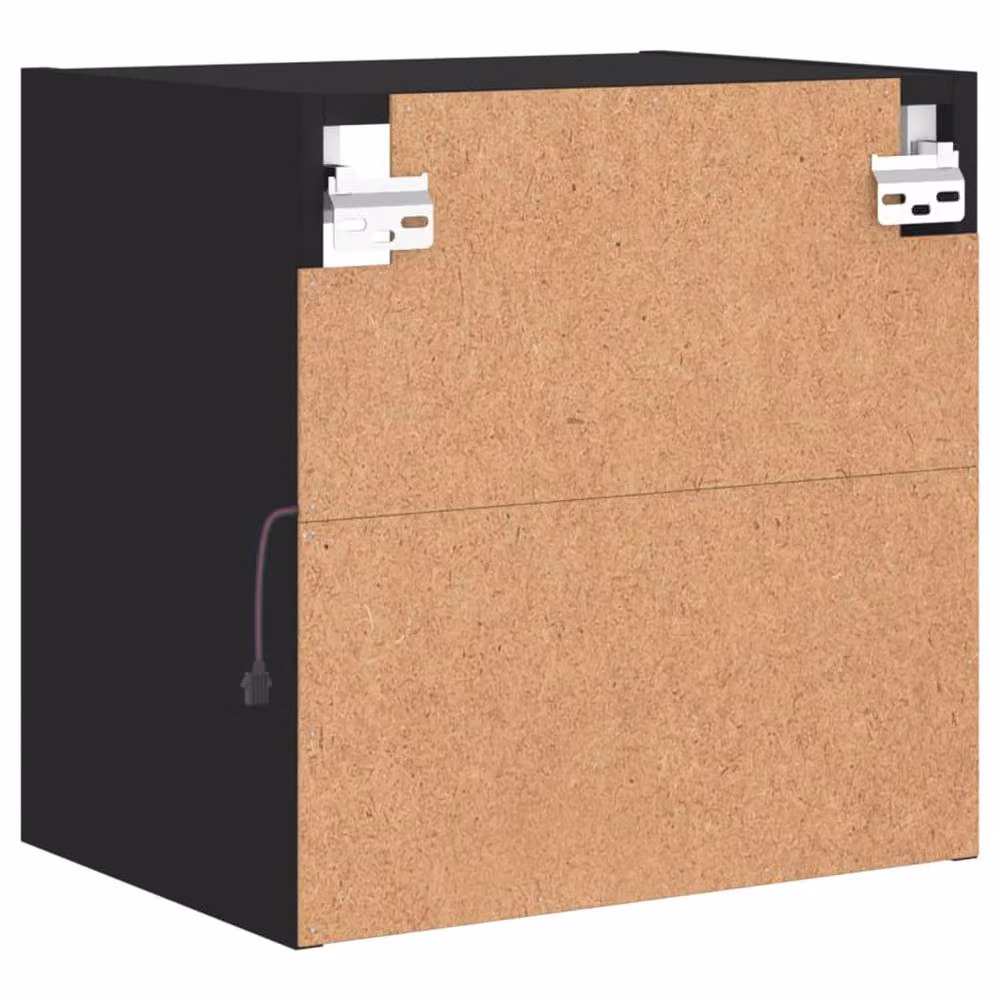 Berkfield Home Wall-mounted Bedside Cabinet with Integrated LED Lights in Black – 8