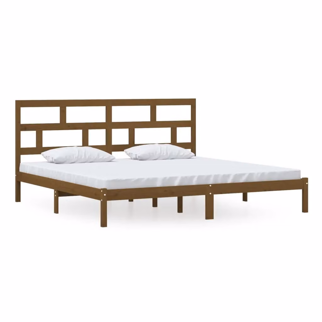 Berkfield Home Solid Wood Pine Bed Frame in Brown, W/D/H: 200 x 200 cm – 2