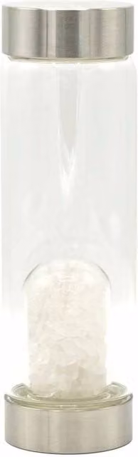 Serenityy Crystal-Infused Glass Water Bottle with Clear Quartz Chips, 500 ml, Transparent – 1