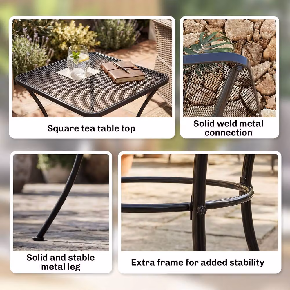OUTSUNNY Black Metal Square Outdoor Patio Bistro Table, W/D/H: 45 x 45 x 45 cm – 5