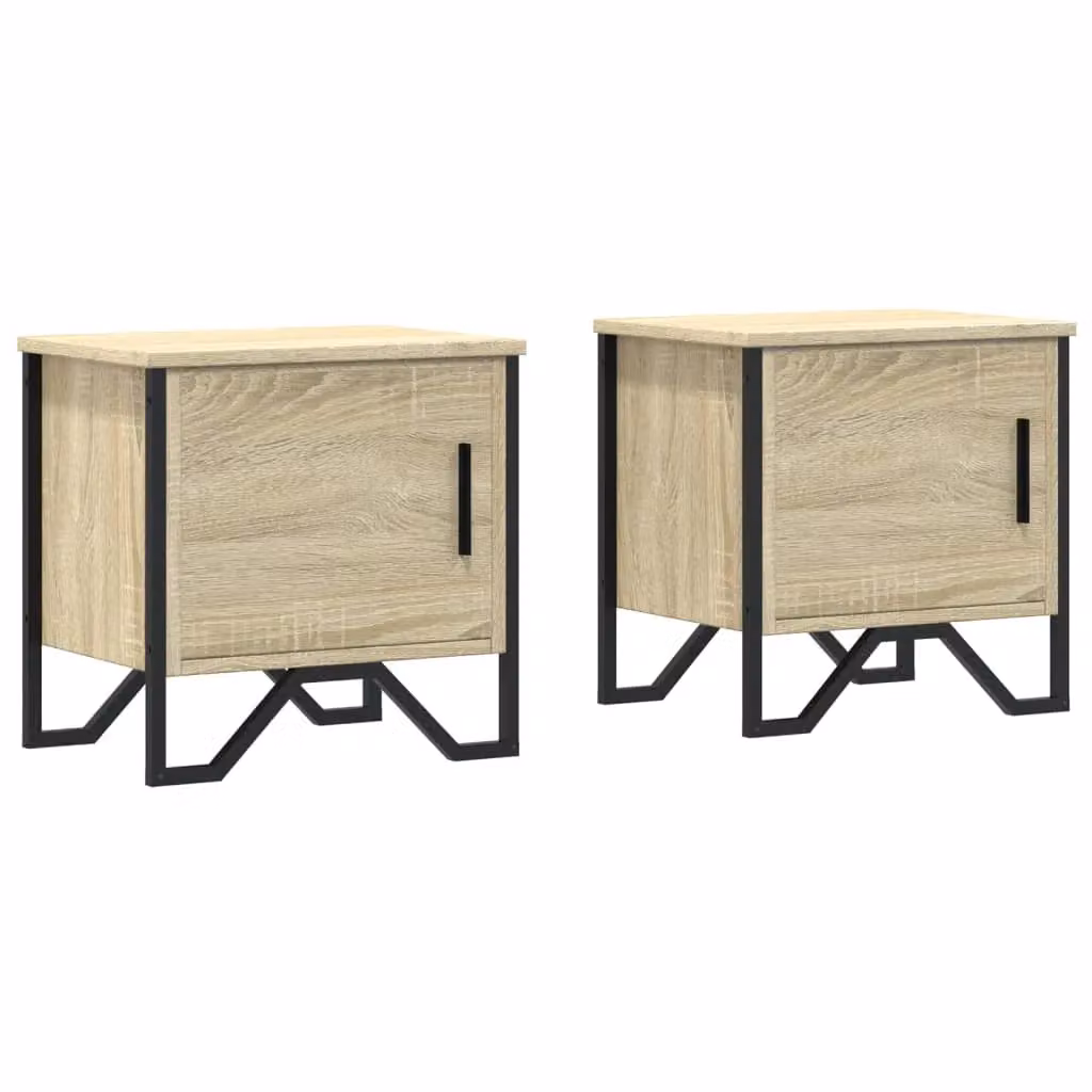 Berkfield Home Set of 2 Sonoma Oak Bedside Cabinets in Brown, W/D/H: 40 x 30 x 40 cm – 2